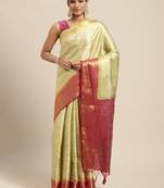 Green woven art silk saree with blouse