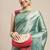 Turquoise woven art silk saree with blouse