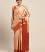 Orange woven art silk saree with blouse