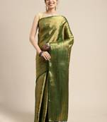 Green woven art silk saree with blouse