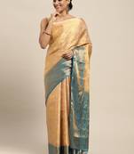 Yellow woven art silk saree with blouse