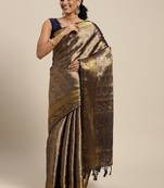 Navy blue woven art silk saree with blouse