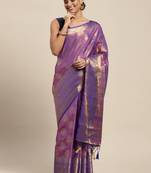 Blue woven art silk saree with blouse