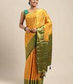 Gold woven crepe saree with blouse