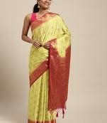 Green woven crepe saree with blouse
