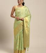 Green woven crepe saree with blouse