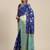 Blue woven crepe saree with blouse