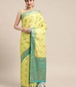 Green woven crepe saree with blouse