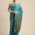 Turquoise woven crepe saree with blouse
