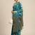 Turquoise woven crepe saree with blouse