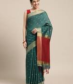 Blue woven art silk saree with blouse