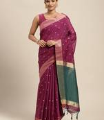 Purple woven art silk saree with blouse