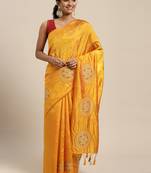 Gold woven art silk saree with blouse