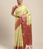 Green woven art silk saree with blouse