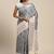 Grey woven art silk saree with blouse