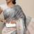 Grey woven art silk saree with blouse