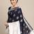 Navy blue woven art silk saree with blouse