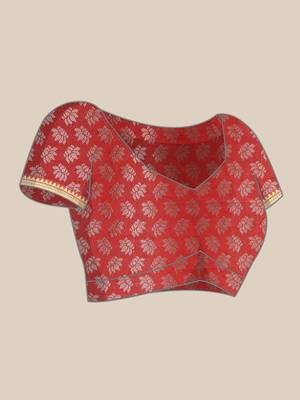Yellow woven art silk saree with blouse 5
