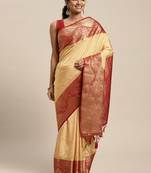 Yellow woven art silk saree with blouse