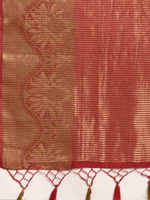 Yellow woven art silk saree with blouse 4