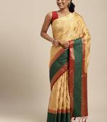 Yellow woven art silk saree with blouse