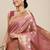 Pink woven art silk saree with blouse