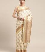 Beige woven art silk saree with blouse