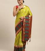 Green woven art silk saree with blouse