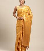 Gold woven crepe saree with blouse
