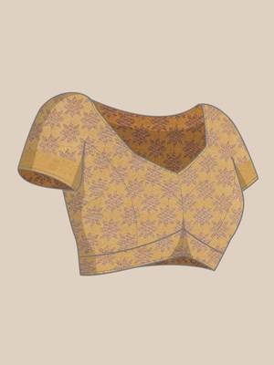 Yellow woven art silk saree with blouse 5