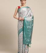 Grey woven art silk saree with blouse
