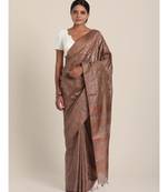 Suta Brown Machine Embroidered Poly-Nylon Saree