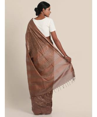 Suta Brown Machine Embroidered Poly-Nylon Saree 2