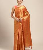 Orange woven art silk saree with blouse