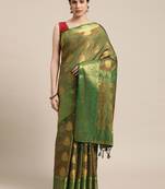 Green woven art silk saree with blouse