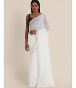 Suta White Pure Cotton Embroidered Scallops Border Saree