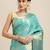 Turquoise woven art silk saree with blouse