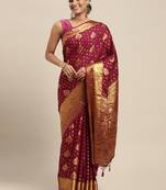 Purple woven crepe saree with blouse