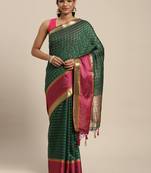 Green woven art silk saree with blouse