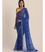 Suta Blue  White Modal Hand Block Printed Saree