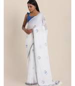 Suta Blue Floral Handblock Printed Mul Saree