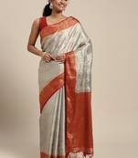Grey woven art silk saree with blouse
