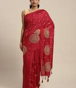 Maroon woven art silk saree with blouse