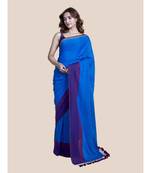 Suta Blue  Purple Pure Cotton Solid Saree