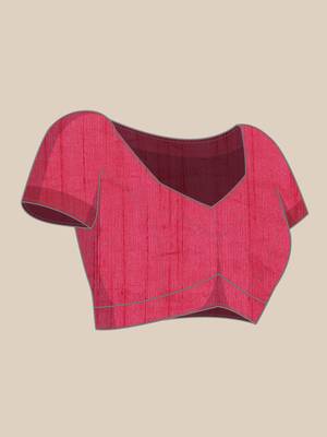 Pink woven art silk saree with blouse 5