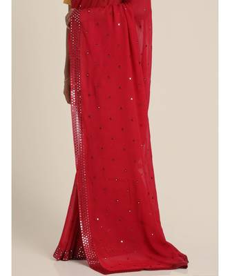 Suta Maroon Georgette Mirror Work Embellished  Saree 2