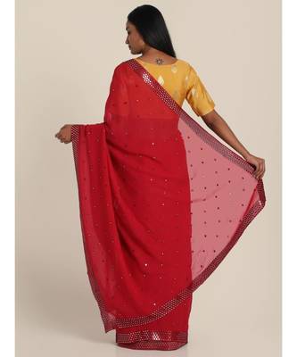 Suta Maroon Georgette Mirror Work Embellished  Saree 5