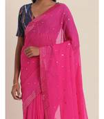 Suta Pink Mirror Work Embroidered saree