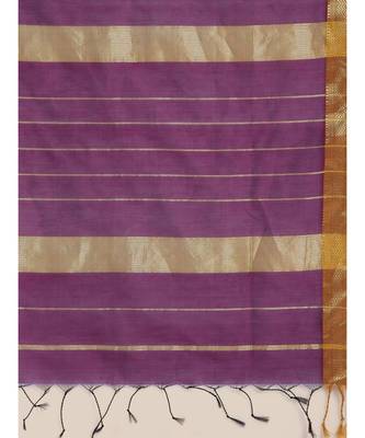 Suta Purple  Gold-Toned Maheshwari Silk Saree 4
