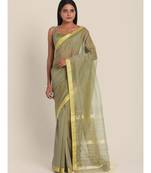 Suta Moss Green  Gold-Toned Maheshwari Silk Saree